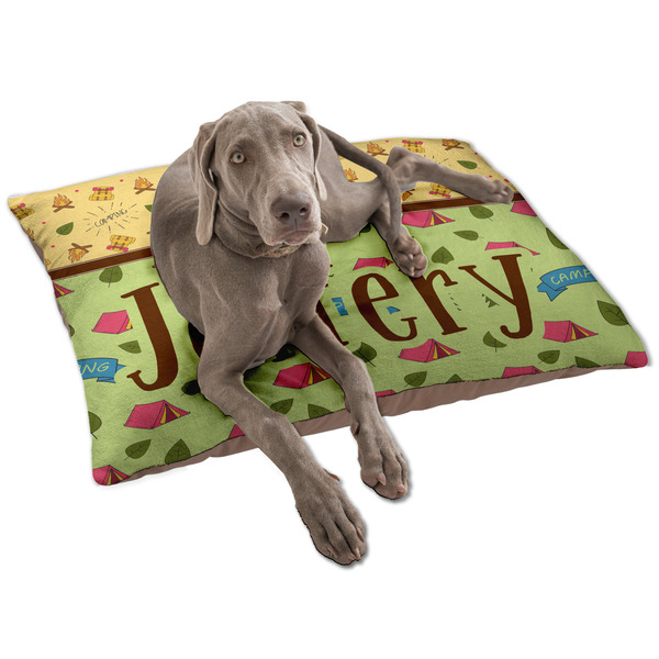 Custom Summer Camping Dog Bed - Large w/ Name or Text