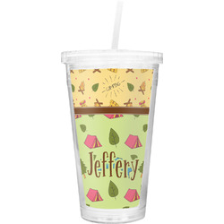 Summer Camping Double Wall Tumbler with Straw (Personalized)