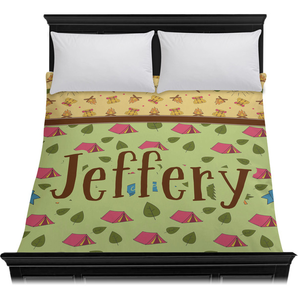 Summer Camping Duvet Cover - Queen - On Bed - No Prop