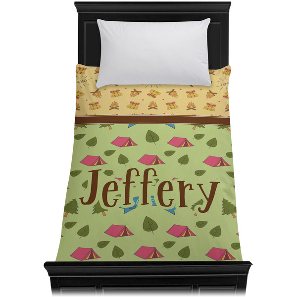 Summer Camping Duvet Cover - Twin - On Bed - No Prop