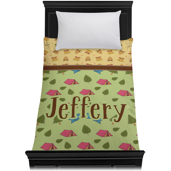 Summer Camping Duvet Cover - Twin XL - On Bed - No Prop