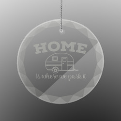 Summer Camping Engraved Glass Ornament - Round