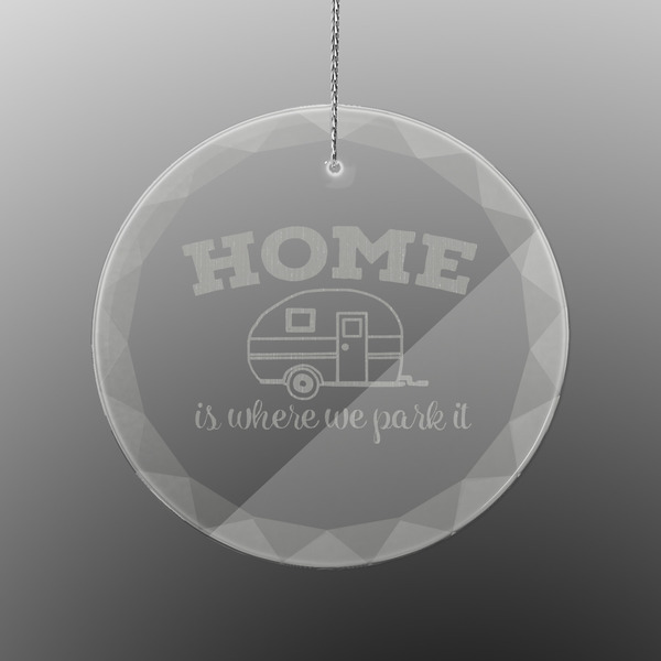 Custom Summer Camping Engraved Glass Ornament - Round