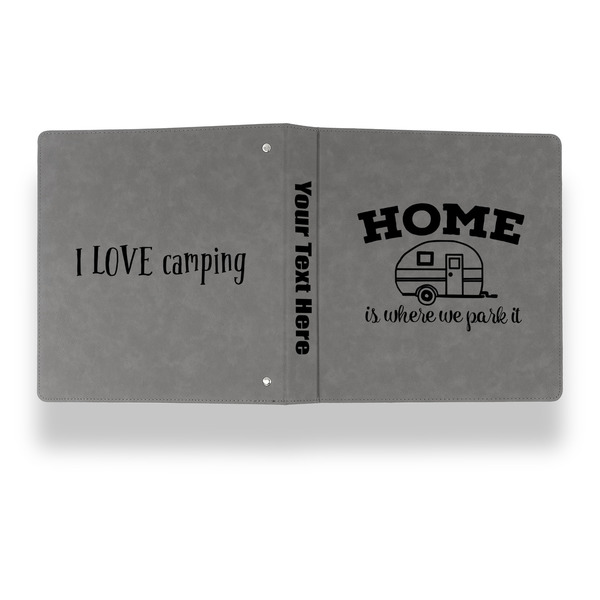 Summer Camping Leather Binder - 1" - Grey - Back Spine Front View
