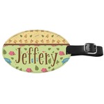 Summer Camping Genuine Leather Oval Luggage Tag (Personalized)