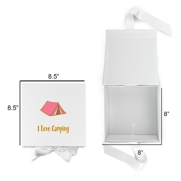 Summer Camping Gift Boxes with Magnetic Lid - White - Open & Closed