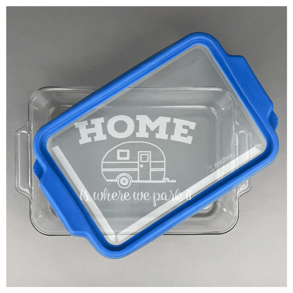 Summer Camping Glass Baking Dish - FRONT w/ LID (13x9)