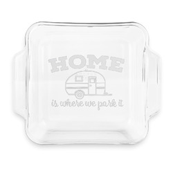 Summer Camping Glass Cake Dish with Truefit Lid - 8in x 8in