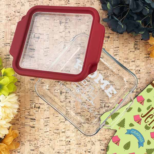 Summer Camping Glass Cake Dish - LIFESTYLE (8x8)