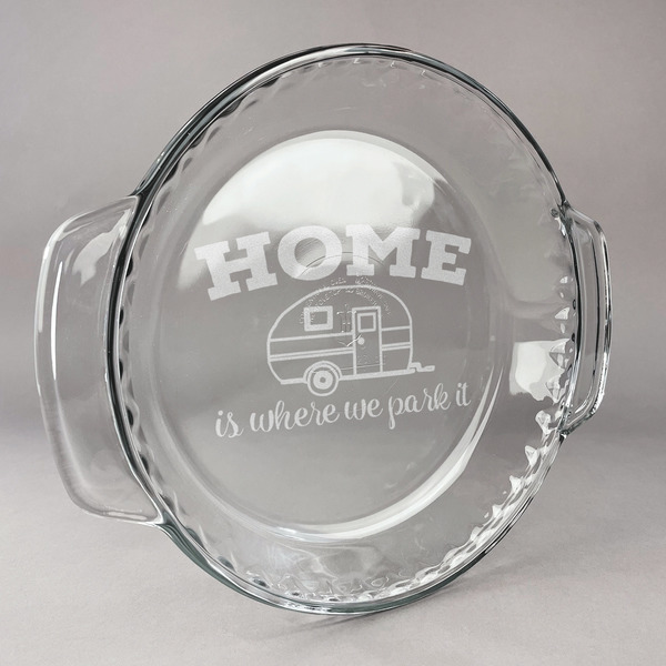 Custom Summer Camping Glass Pie Dish - 9.5in Round
