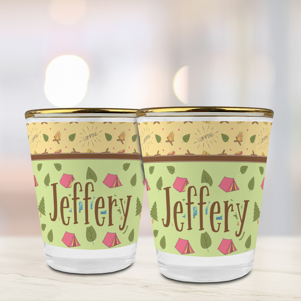 Summer Camping Glass Shot Glass - with gold rim - LIFESTYLE