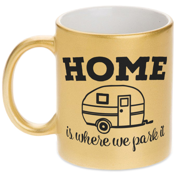Custom Summer Camping Metallic Gold Mug (Personalized)