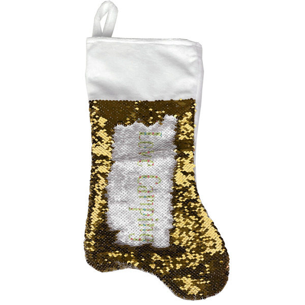 Custom Summer Camping Reversible Sequin Stocking - Gold (Personalized)