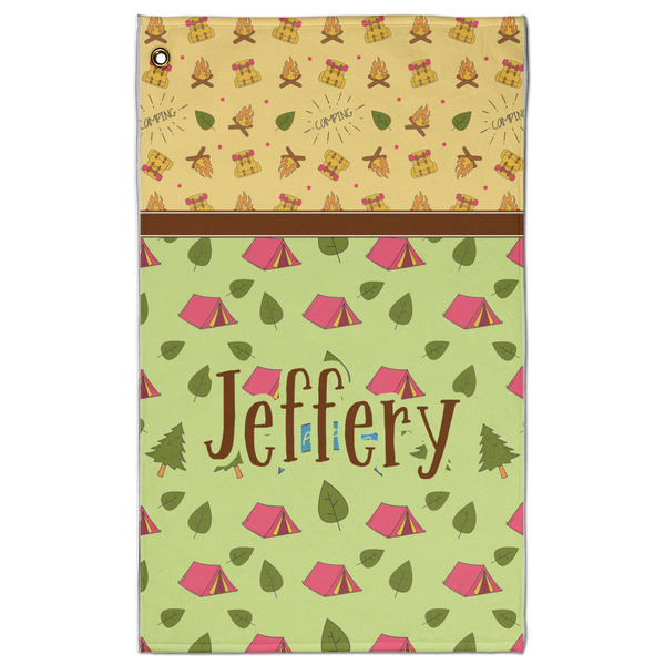Custom Summer Camping Golf Towel - Poly-Cotton Blend - Large w/ Name or Text
