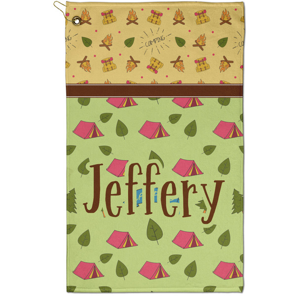 Custom Summer Camping Golf Towel - Poly-Cotton Blend - Small w/ Name or Text