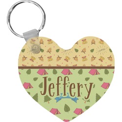 Summer Camping Heart Plastic Keychain w/ Name or Text