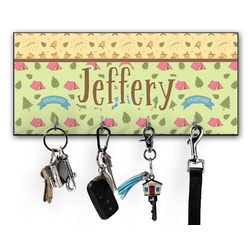 Summer Camping Key Hanger w/ 4 Hooks w/ Name or Text