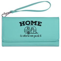 Summer Camping Ladies Leatherette Wallet - Laser Engraved- Teal