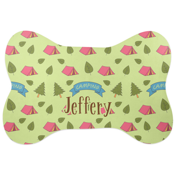Custom Summer Camping Bone Shaped Dog Food Mat (Personalized)