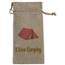 Summer Camping Large Burlap Gift Bag - Front (Personalized)