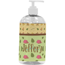 Summer Camping Plastic Soap / Lotion Dispenser (16 oz - Large - White) (Personalized)