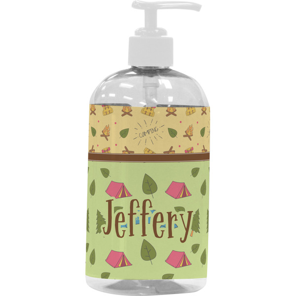 Custom Summer Camping Plastic Soap / Lotion Dispenser (16 oz - Large - White) (Personalized)