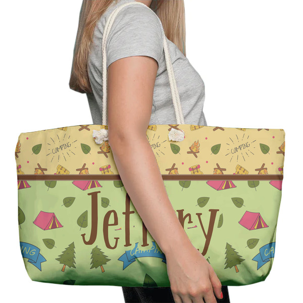 Summer Camping Large Rope Tote Bag - In Context View