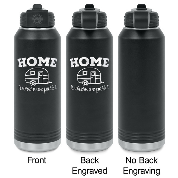 Summer Camping Laser Engraved Water Bottles - 2 Styles - Front & Back View