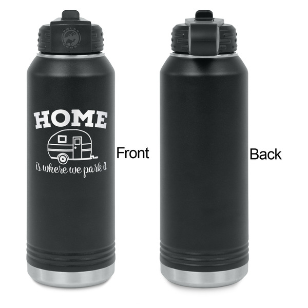 Summer Camping Laser Engraved Water Bottles - Front Engraving - Front & Back View