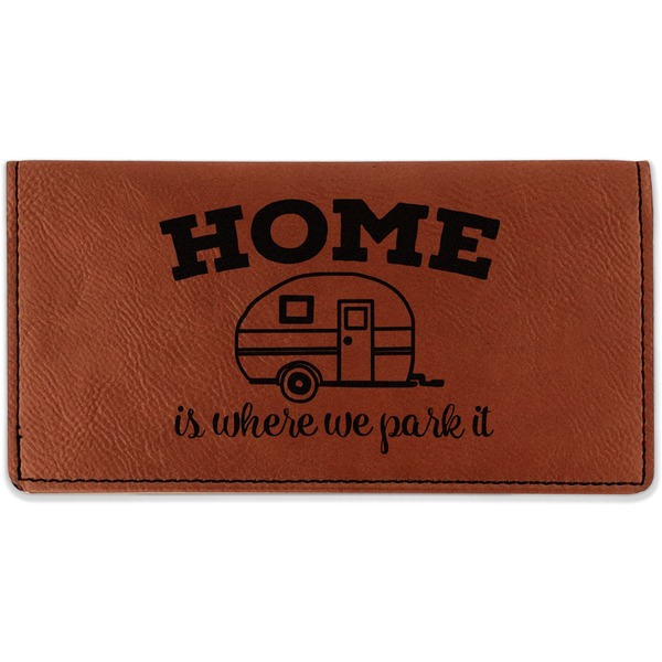 Custom Summer Camping Leatherette Checkbook Holder - Double Sided (Personalized)