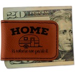 Summer Camping Leatherette Magnetic Money Clip - Single Sided