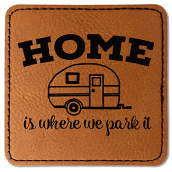 Summer Camping Faux Leather Iron On Patch - Square