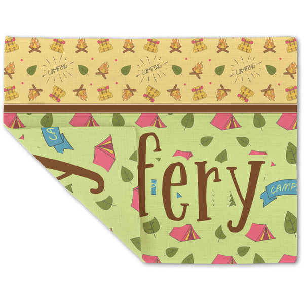 Custom Summer Camping Double-Sided Linen Placemat - Single w/ Name or Text