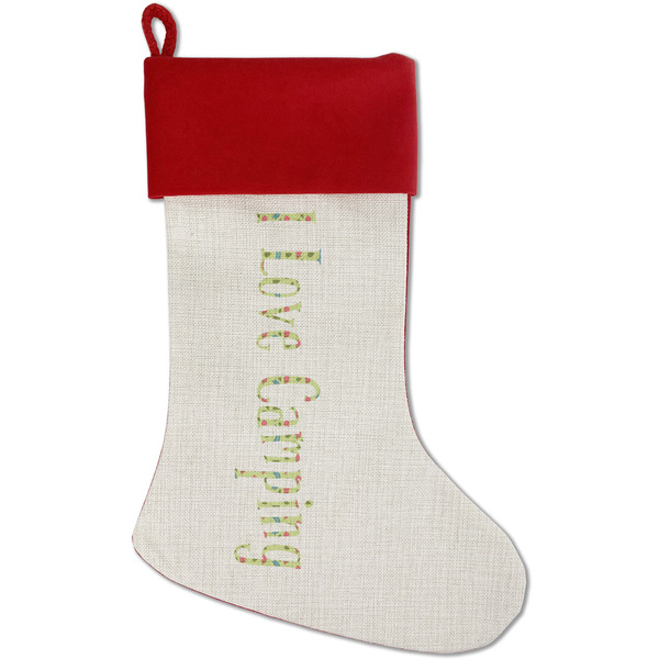 Custom Summer Camping Red Linen Stocking (Personalized)