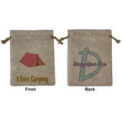 Summer Camping Medium Burlap Gift Bag - Front & Back (Personalized)