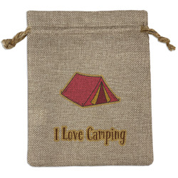 Summer Camping Medium Burlap Gift Bag - Front (Personalized)