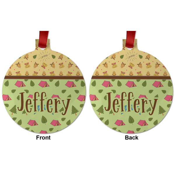 Summer Camping Metal Ball Ornament - Front and Back
