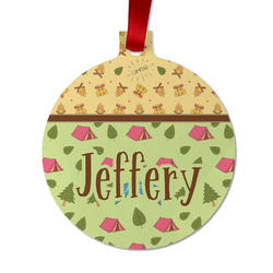 Summer Camping Metal Ball Ornament - Double Sided w/ Name or Text