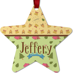 Summer Camping Metal Star Ornament - Double Sided w/ Name or Text