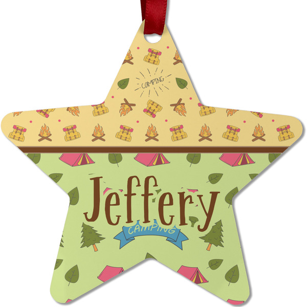 Custom Summer Camping Metal Star Ornament - Double Sided w/ Name or Text