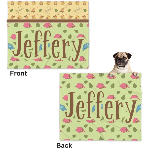 Summer Camping Microfleece Dog Blanket - Large- Front & Back