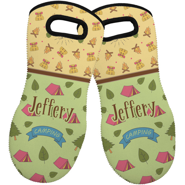 Summer Camping Neoprene Oven Mitt -Set of 2 - Front