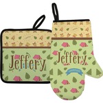 Summer Camping Oven Mitt & Pot Holder Set w/ Name or Text
