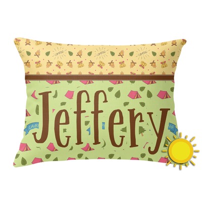 Summer Camping Outdoor Throw Pillow (Rectangular) (Personalized)