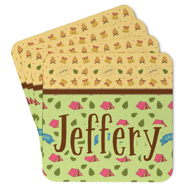 Custom Summer Camping Paper Coasters w/ Name or Text