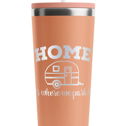 Summer Camping RTIC Everyday Tumbler with Straw - 28oz - Peach - Double-Sided (Personalized)