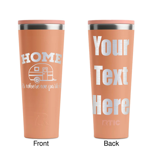 Summer Camping Peach RTIC Everyday Tumbler - 28 oz. - Front and Back