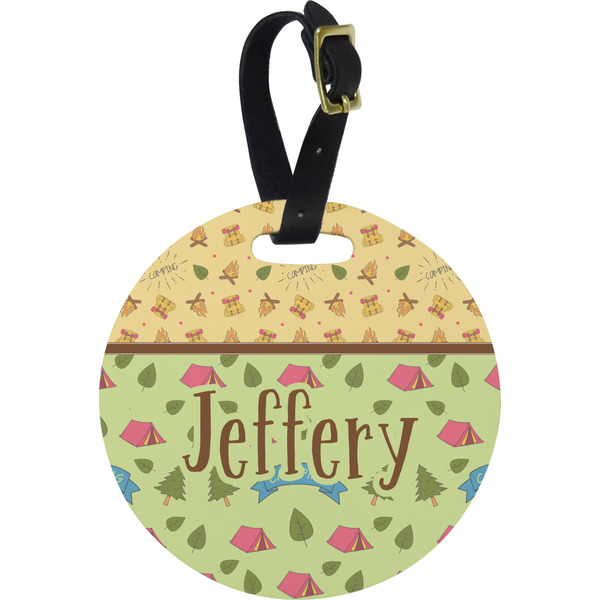Custom Summer Camping Plastic Luggage Tag - Round (Personalized)