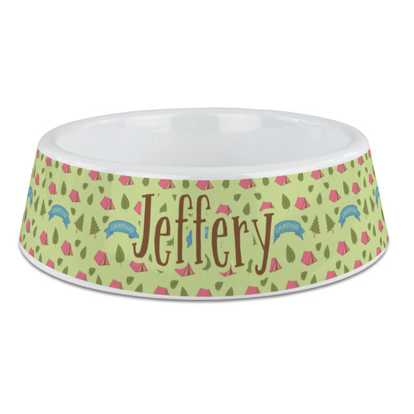 Custom Summer Camping Plastic Dog Bowl - Large (Personalized)