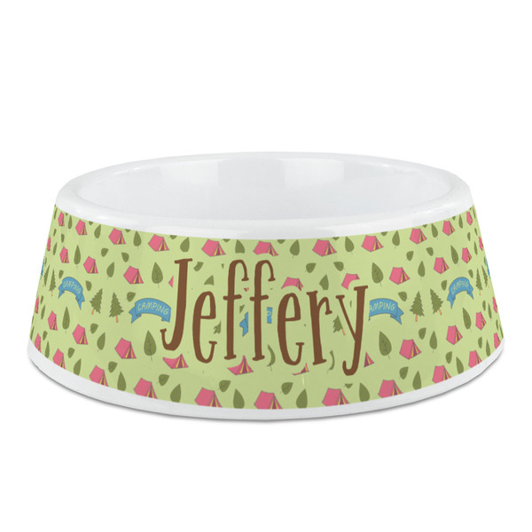 Custom Summer Camping Plastic Dog Bowl - Medium (Personalized)